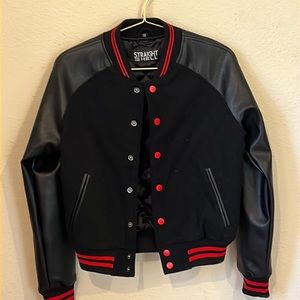 Straight to hell black and red bomber jacket